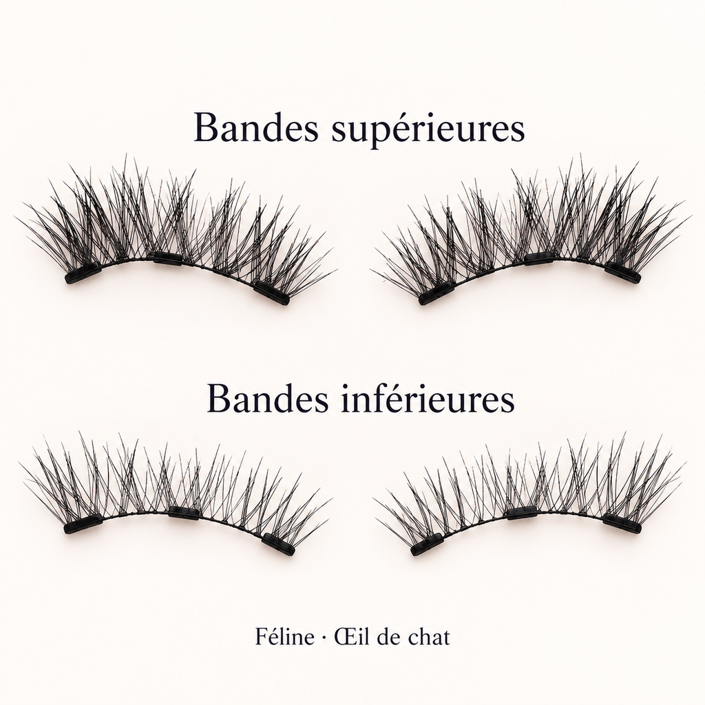 Féline — Œil de chat : bandes supérieures et inférieures pour les deux yeux