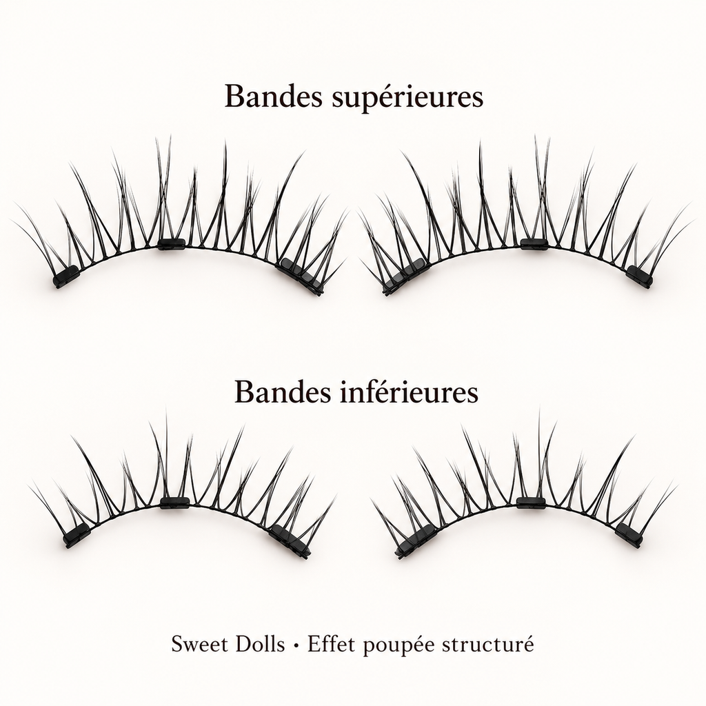 Sweet Dolls — Effet poupée structuré : bandes supérieures et inférieures pour les deux yeux