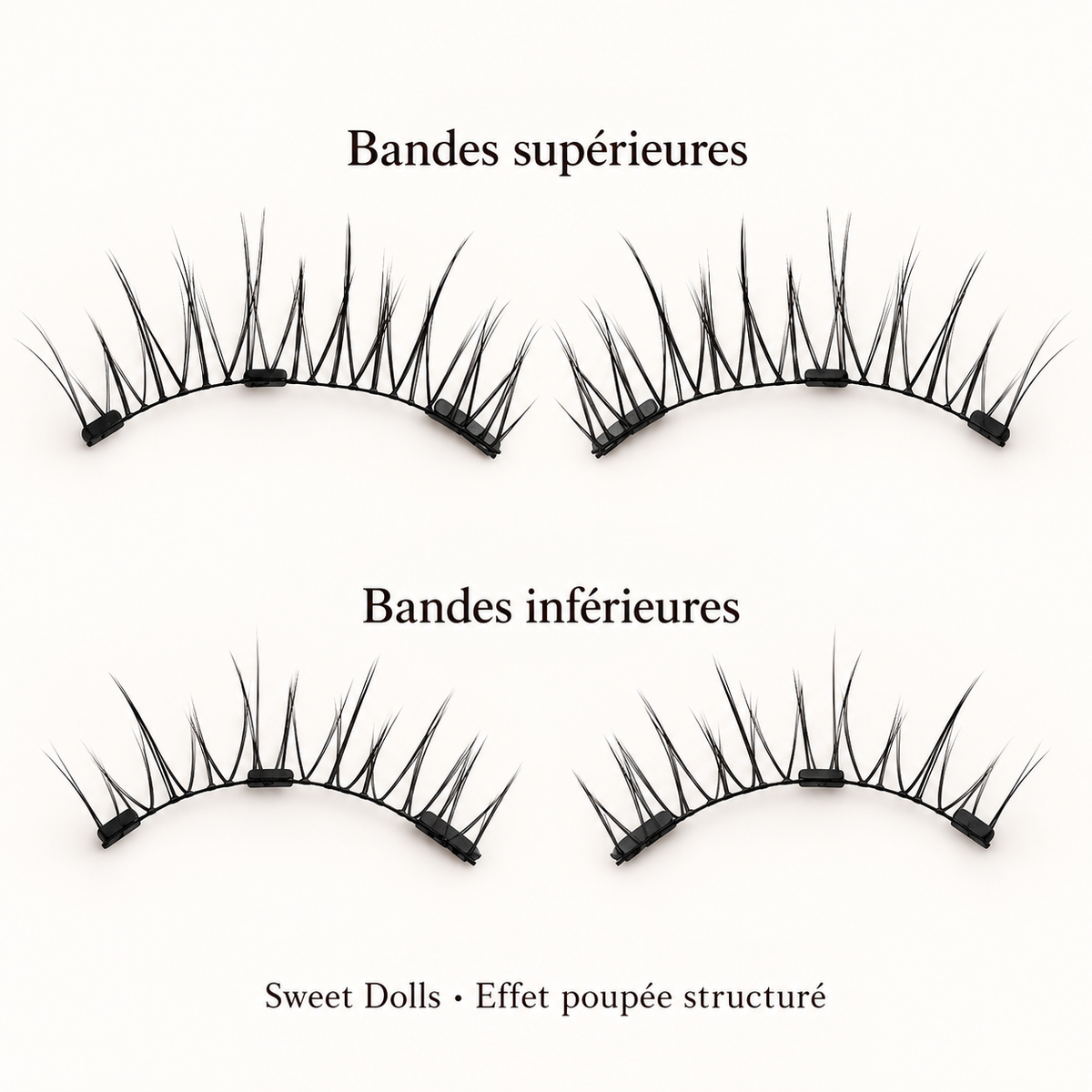 Sweet Dolls — Effet poupée structuré : bandes supérieures et inférieures pour les deux yeux